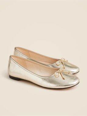 J Crew Andi ballet flats in metallic leather 5.5